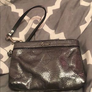 Silver Coach wristlet never used